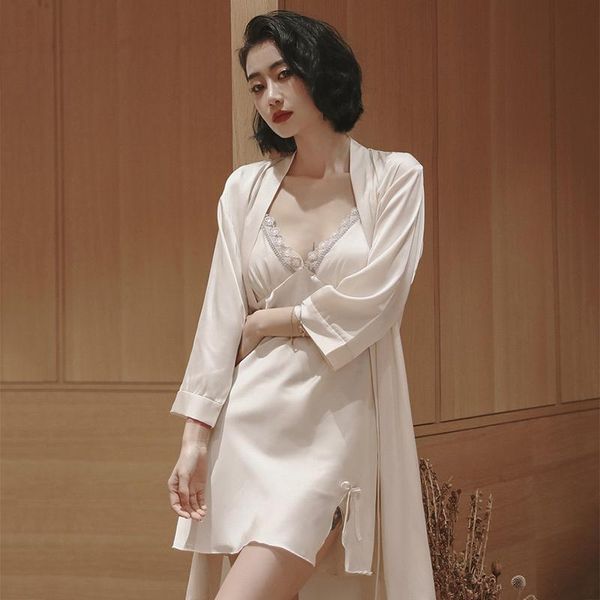 women's sleepwear 2pcs set satin robe for women bride bridesmaid wedding gift nightgown faux silk kimono bathrobe gown with pads linger, Black;red
women's sleepwear 2pcs set satin robe for women bride bridesmaid wedding gift nightgown faux silk kimono bathrobe gown with pads linger, Black;red