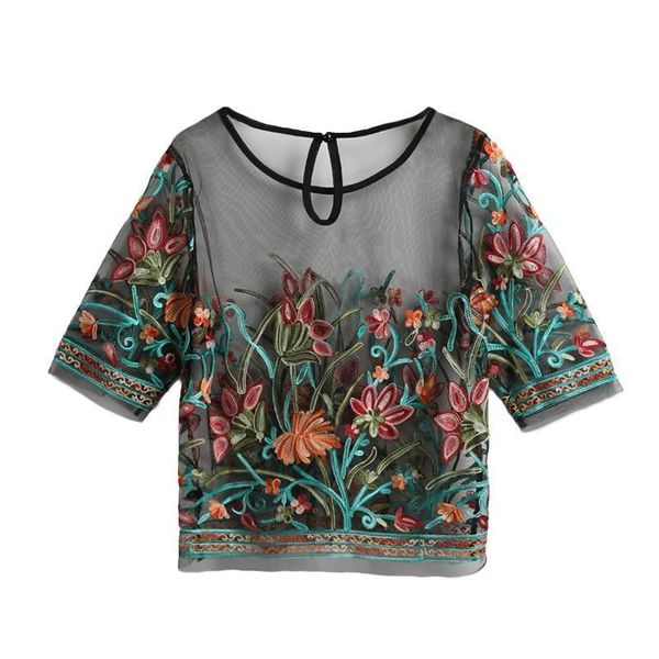 women see shirts through blouse transparent mesh floral embroidered sleeves sheer 3xl 5xl plus size female tunic black, White
women see shirts through blouse transparent mesh floral embroidered sleeves sheer 3xl 5xl plus size female tunic black, White