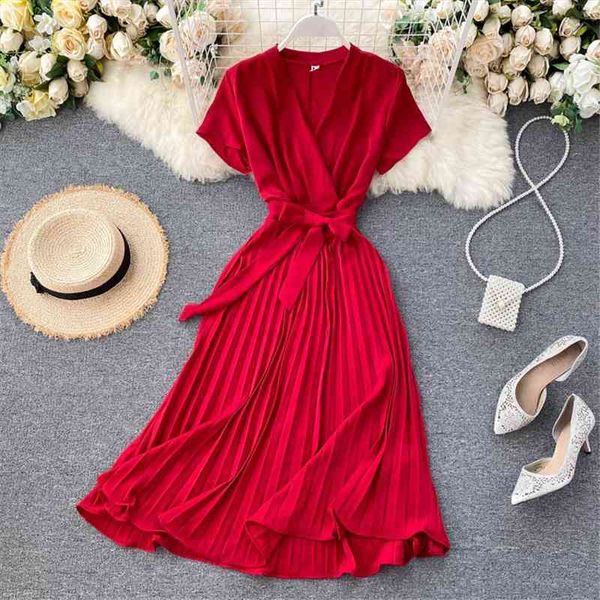 women summer french party dress sweet v-neck high waist pleated elegant woman dresses female clothing year as, Black;gray
women summer french party dress sweet v-neck high waist pleated elegant woman dresses female clothing year as, Black;gray