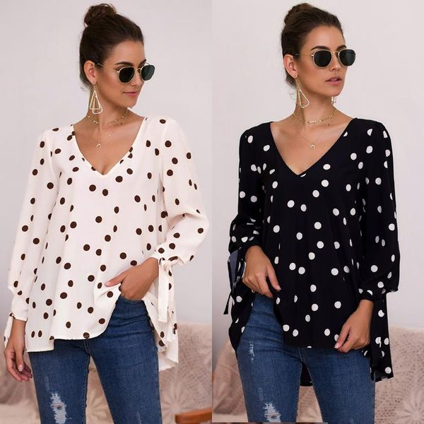 fashion women polka dot blouse female loose v-neck shirt ladies summer sexy casual print blusas femininas camisas mujer women's blouses, White
fashion women polka dot blouse female loose v-neck shirt ladies summer sexy casual print blusas femininas camisas mujer women's blouses, White