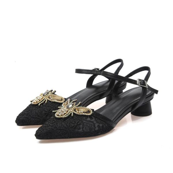 big size breathable mesh crystal lace med heels summer shoes fairy buckle strap shallow sweet beauty women sandals, Black
big size breathable mesh crystal lace med heels summer shoes fairy buckle strap shallow sweet beauty women sandals, Black