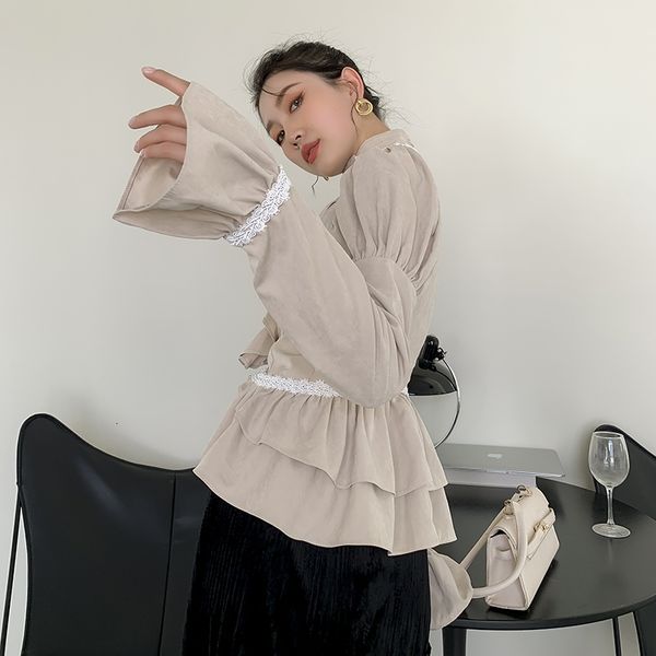 women's two piece pants court ruffle flare sleeve button up turtleneck shirt women khaki long designer ladies blouse clothing, White
women's two piece pants court ruffle flare sleeve button up turtleneck shirt women khaki long designer ladies blouse clothing, White