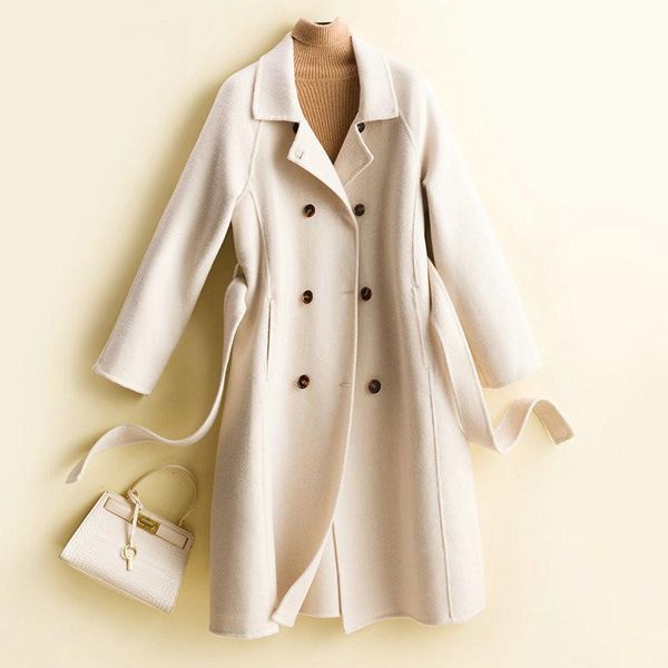 women's wool & blends double sided cashmere coat clothes 2021 autumn and winter doll collar medium long, Black
women's wool & blends double sided cashmere coat clothes 2021 autumn and winter doll collar medium long, Black