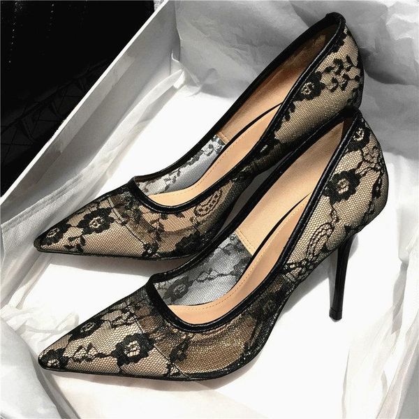 dress shoes fashion delicate sweet lace high heel side hollow pointed women pumps toe 10cm thin, Black
dress shoes fashion delicate sweet lace high heel side hollow pointed women pumps toe 10cm thin, Black