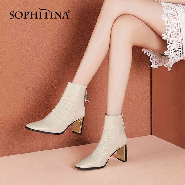 sophitina women shoes autumn winter premium leather handmade ankle boots square toe zipper casual high heel women's boots so679 210513, Black
sophitina women shoes autumn winter premium leather handmade ankle boots square toe zipper casual high heel women's boots so679 210513, Black