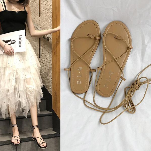 in the summer of 2021 roman sandals temperament cross strap seaside holiday shoes lace-up beach pinch, Black
in the summer of 2021 roman sandals temperament cross strap seaside holiday shoes lace-up beach pinch, Black