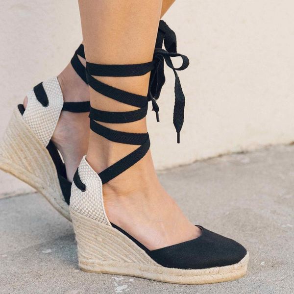 dress shoes 2021 summer ankle strap espadrilles wedge sandals women canvas platform fashion lace up woman, Black
dress shoes 2021 summer ankle strap espadrilles wedge sandals women canvas platform fashion lace up woman, Black