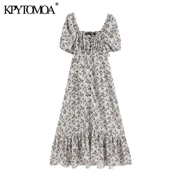 women chic fashion floral print ruffled midi dress v neck puff sleeve buttons slit female dresses vestidos 210420, Black;gray
women chic fashion floral print ruffled midi dress v neck puff sleeve buttons slit female dresses vestidos 210420, Black;gray