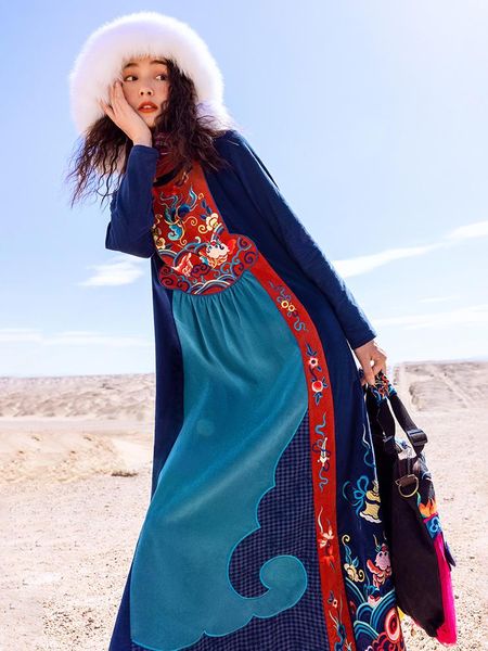 casual dresses 2021 fashion long maxi dress women full sleeve chinese style embroidery s-xl winter corduroy thick patchwork, Black;gray
casual dresses 2021 fashion long maxi dress women full sleeve chinese style embroidery s-xl winter corduroy thick patchwork, Black;gray