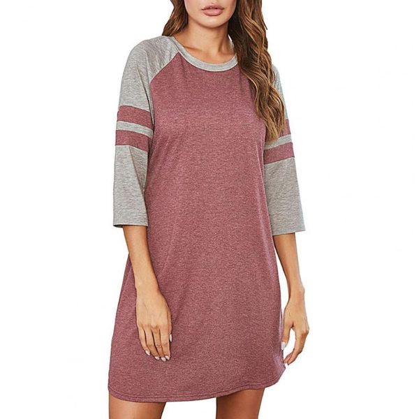 women's sleepwear night dress nightgown sleepshirts women 3/4 sleeve o neck color block loose mini nightdress homewear, Black;red
women's sleepwear night dress nightgown sleepshirts women 3/4 sleeve o neck color block loose mini nightdress homewear, Black;red