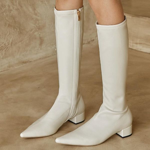women's great pu leather wear-resistant materials pointed toe winter knee high boots elegant ladies slim long shoes women, Black
women's great pu leather wear-resistant materials pointed toe winter knee high boots elegant ladies slim long shoes women, Black