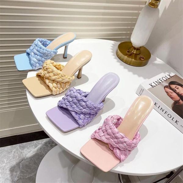 star style women slippers fashion pu leather weave female slides outside high heels mules sandals casual summer shoes woman, Black
star style women slippers fashion pu leather weave female slides outside high heels mules sandals casual summer shoes woman, Black