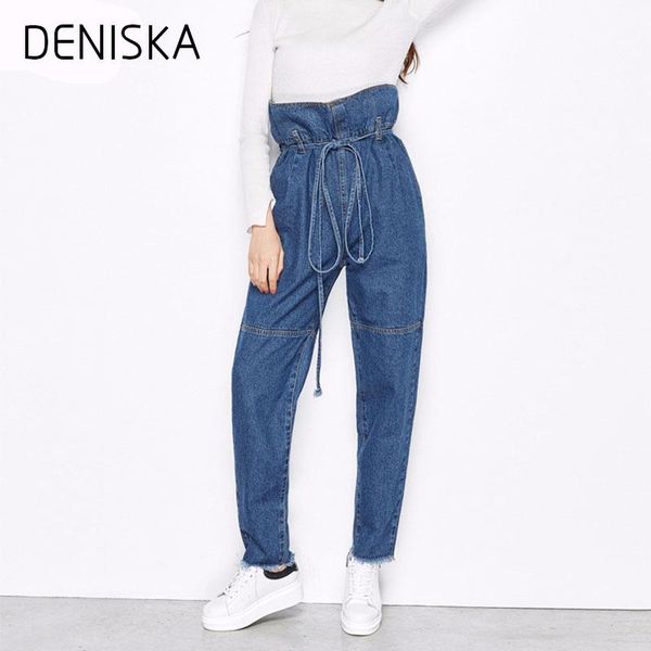 women's jeans deniska plus big size patchwork panelled ninth crop high waist loose drawstring denim pants, Blue
women's jeans deniska plus big size patchwork panelled ninth crop high waist loose drawstring denim pants, Blue