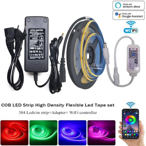 strips smart wifi app controller dimming control dc12v 24v cob 384leds/m led flexible strip red green blue white lighting 5m kit
strips smart wifi app controller dimming control dc12v 24v cob 384leds/m led flexible strip red green blue white lighting 5m kit