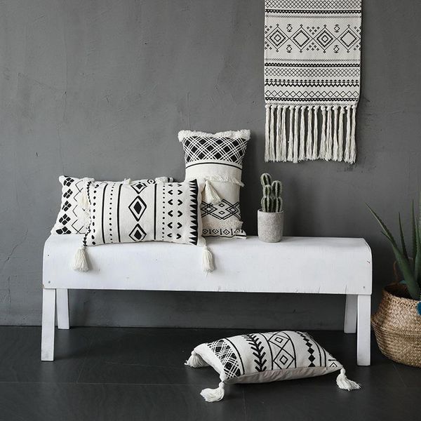 cushion/decorative pillow dunxdeco cushion cover decorative waist case nordic geometric white black lines tufted tassels modern sofa chair c
cushion/decorative pillow dunxdeco cushion cover decorative waist case nordic geometric white black lines tufted tassels modern sofa chair c