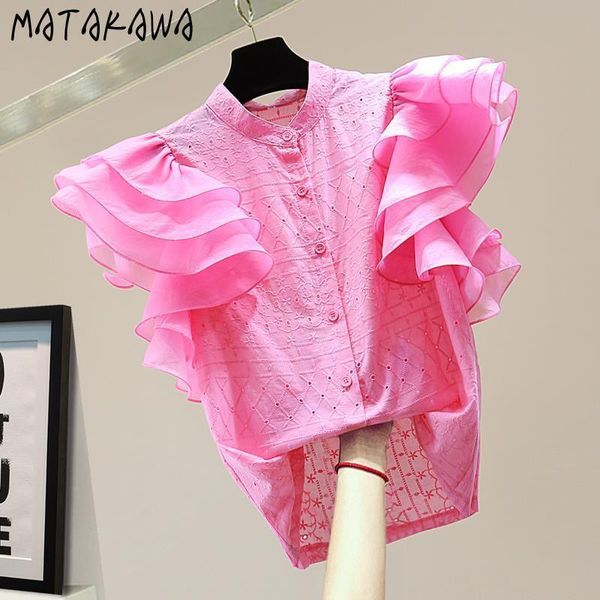 matakawa hollow embroidery women blouses cotton linen shirt summer o-neck ruffled blusas flying sleeve casual womens 210513, White
matakawa hollow embroidery women blouses cotton linen shirt summer o-neck ruffled blusas flying sleeve casual womens 210513, White