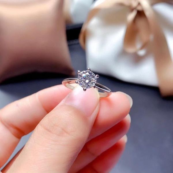 

cluster rings 2021 fashion crackling moissanite ring for women jewelry engagement wedding real 925 silver birthday gift, Golden;silver