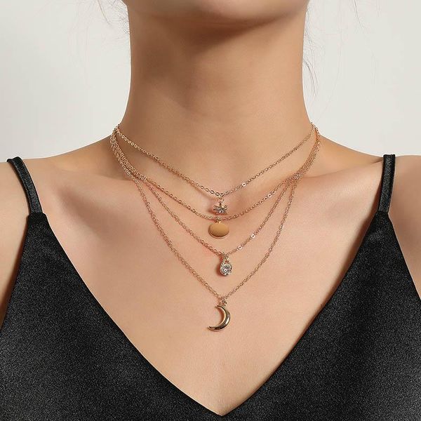 pendant necklaces elegant crystal star moon round for women trending multilayer sweater chains geometric necklace jewelry gift, Silver
pendant necklaces elegant crystal star moon round for women trending multilayer sweater chains geometric necklace jewelry gift, Silver