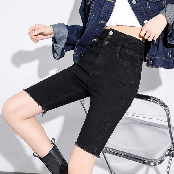 women's shorts summer vintage high-waist denim push up black biker women streetwear skinny short jeans for korean, White;black
women's shorts summer vintage high-waist denim push up black biker women streetwear skinny short jeans for korean, White;black