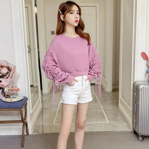 spring autumn women's shirt korean pure color lace-up long-sleeved short sweatshirts wild loose slim drawstring gx631 hoodies &, Black
spring autumn women's shirt korean pure color lace-up long-sleeved short sweatshirts wild loose slim drawstring gx631 hoodies &, Black