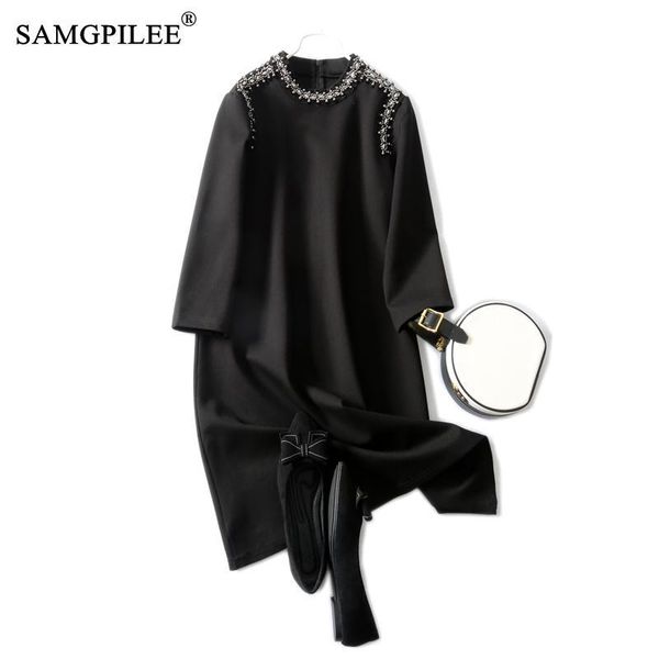 casual dresses winter woman office lady a-line three quarter sleeve korean style beading empire o-neck autumn plus size dress women 4xl, Black;gray
casual dresses winter woman office lady a-line three quarter sleeve korean style beading empire o-neck autumn plus size dress women 4xl, Black;gray