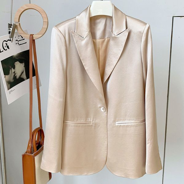 suits high qaulity women blazer coat 2021 spring fashion elegant ol loose champagne suit jacket single button fake silk blazers, White;black
suits high qaulity women blazer coat 2021 spring fashion elegant ol loose champagne suit jacket single button fake silk blazers, White;black