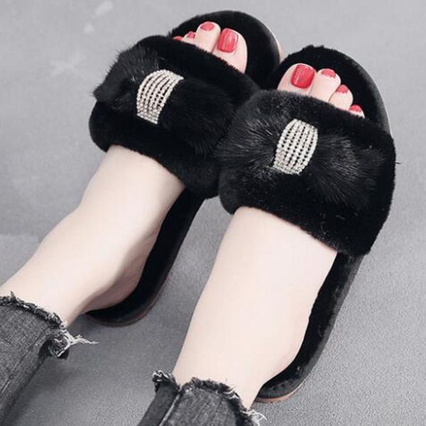 slippers women soft winter warm indoor casual shoes fashion non-slip calzado mujer solid mink bow knot plush s987, Black
slippers women soft winter warm indoor casual shoes fashion non-slip calzado mujer solid mink bow knot plush s987, Black