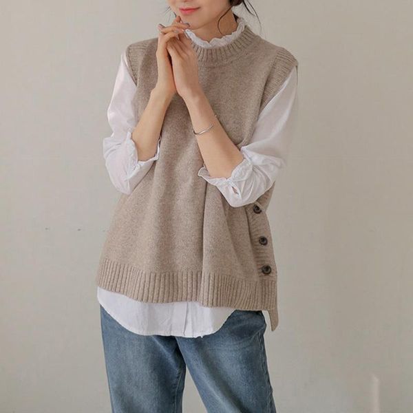 women's vests 2021 women short knitted sweater sleeveless tankladies college style o-neck knitting pullover waistcoat vintage vest, Black;white
women's vests 2021 women short knitted sweater sleeveless tankladies college style o-neck knitting pullover waistcoat vintage vest, Black;white