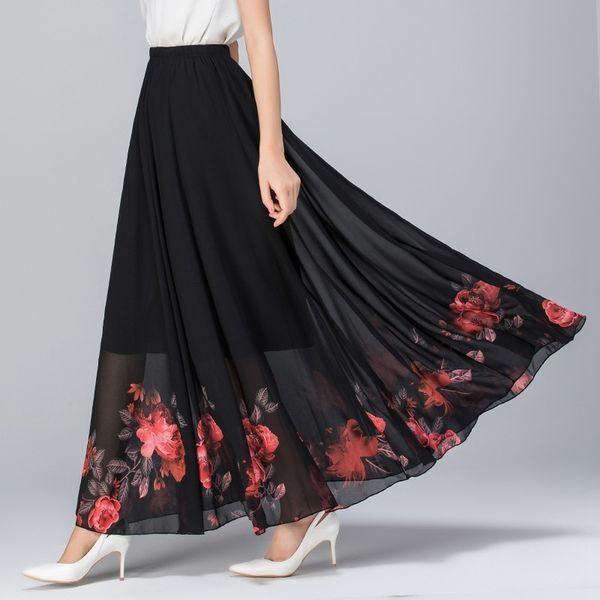 skirts 2021 summer printed women's vertical chiffon medium long a-line temperament big swing skirt, Black
skirts 2021 summer printed women's vertical chiffon medium long a-line temperament big swing skirt, Black