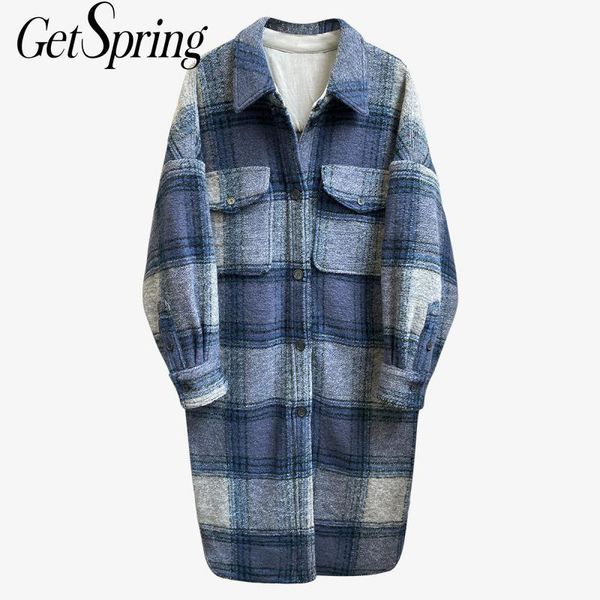 women's wool & blends getspring women woolen coat plaid tweed winter jacket long sleeve single breasted overcoat loose outwear autumn 2, Black
women's wool & blends getspring women woolen coat plaid tweed winter jacket long sleeve single breasted overcoat loose outwear autumn 2, Black