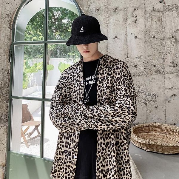 men's casual shirts spring leopard shirt fashion printed man streetwear wild loose long-sleeved mens dress, White;black
men's casual shirts spring leopard shirt fashion printed man streetwear wild loose long-sleeved mens dress, White;black