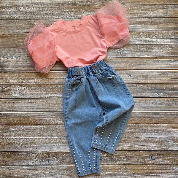 summer childrens clothing baby girls fashion lace short sleeve t shirts pearl denim pants toddler kids casual clothes, White
summer childrens clothing baby girls fashion lace short sleeve t shirts pearl denim pants toddler kids casual clothes, White