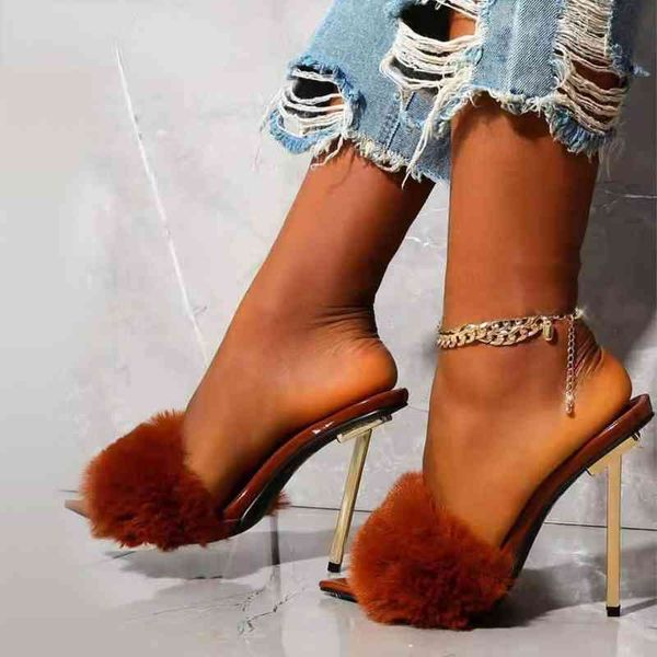 women's synthetic fur slippers, high-heeled sandals, narrow head flip flops, party shoes, Black
women's synthetic fur slippers, high-heeled sandals, narrow head flip flops, party shoes, Black