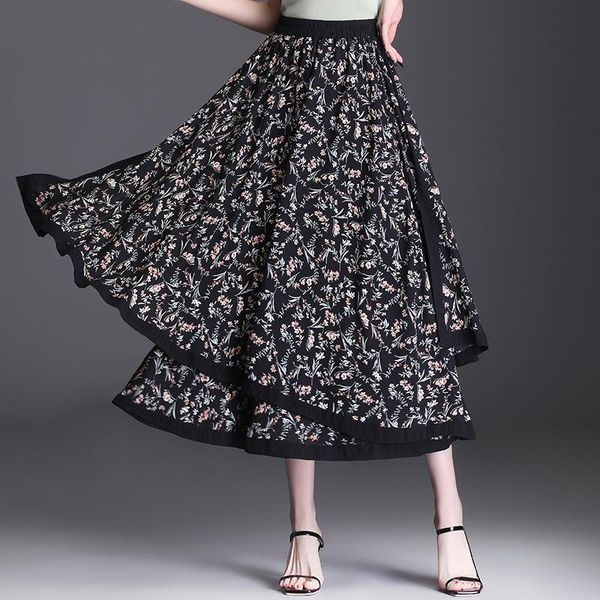 retro floral skirt high waisted a-line large swing fake two- piece stitching mid-length spring autumn women saia skirts, Black
retro floral skirt high waisted a-line large swing fake two- piece stitching mid-length spring autumn women saia skirts, Black