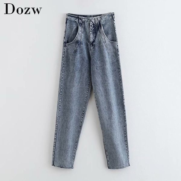 women high waist fashion blue jeans harajuku pleated long mom jeans pants ladies casual pockets denim trousers streetwear 210414
women high waist fashion blue jeans harajuku pleated long mom jeans pants ladies casual pockets denim trousers streetwear 210414