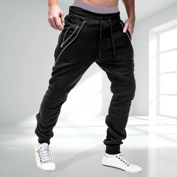 men's pants men drawstring zipper pockets ankle tied sweatpants sports trousers skinny, Black
men's pants men drawstring zipper pockets ankle tied sweatpants sports trousers skinny, Black