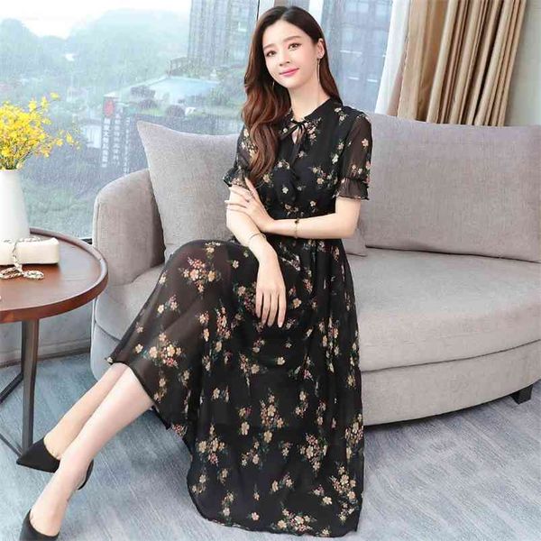 summer the temperament black chiffon dress korean style o neck women's dress elegant 210507, Black;gray
summer the temperament black chiffon dress korean style o neck women's dress elegant 210507, Black;gray