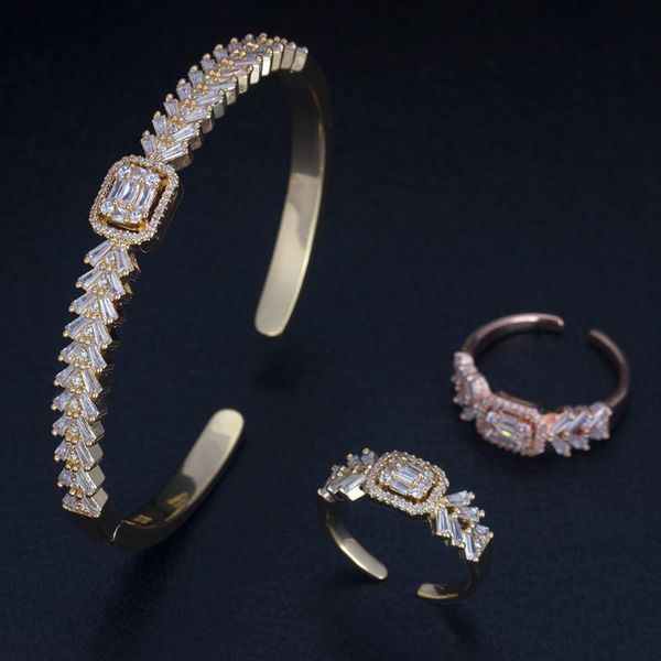 earrings & necklace bride talk 2pcs jewelry set micro paved baguette full cubic zircon adjustable bangle ring sets wedding acce, Silver
earrings & necklace bride talk 2pcs jewelry set micro paved baguette full cubic zircon adjustable bangle ring sets wedding acce, Silver