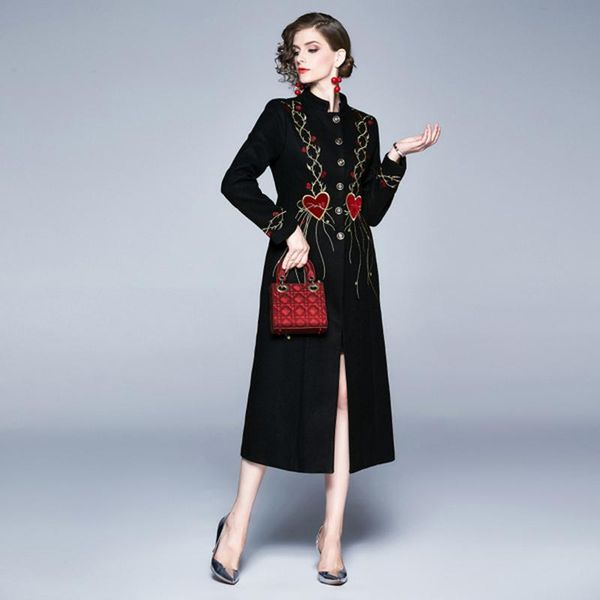 women's trench coats high qulaity luxury women wollen coat 2021 winter tweed floral embroidery thick warm single breasted vintage long, Tan;black
women's trench coats high qulaity luxury women wollen coat 2021 winter tweed floral embroidery thick warm single breasted vintage long, Tan;black