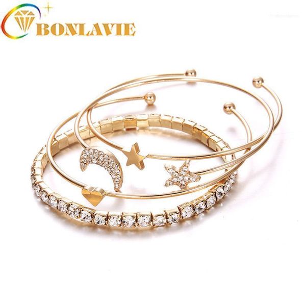 bangle est geometric crystal star moon heart bracelets for women fashion alloy gold color bangles jewelry party gifts 4 pcs/set1, Black
bangle est geometric crystal star moon heart bracelets for women fashion alloy gold color bangles jewelry party gifts 4 pcs/set1, Black