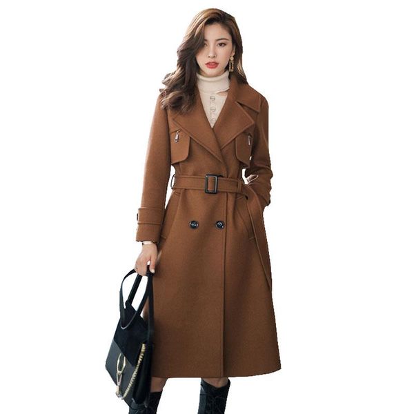 women's wool & blends 2021 fashion women autumn winter coat high-quality woolen long overcoat lady elegant plus size loose slim coats f, Black
women's wool & blends 2021 fashion women autumn winter coat high-quality woolen long overcoat lady elegant plus size loose slim coats f, Black