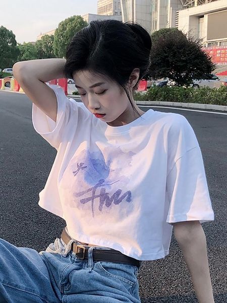 women's t-shirt design sense of small crowd summer 2021 tshirt loose short tie dye printing fried street sleeve spicy girl, White
women's t-shirt design sense of small crowd summer 2021 tshirt loose short tie dye printing fried street sleeve spicy girl, White