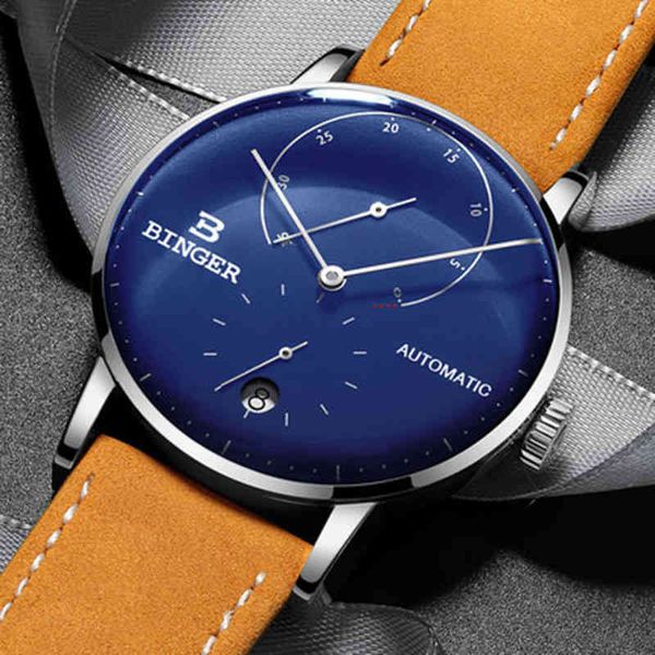 brand binger real men luxury full steel automatic mechanical men's leather tape watch self-wind cruve surface big blue dial, Slivery;brown
brand binger real men luxury full steel automatic mechanical men's leather tape watch self-wind cruve surface big blue dial, Slivery;brown