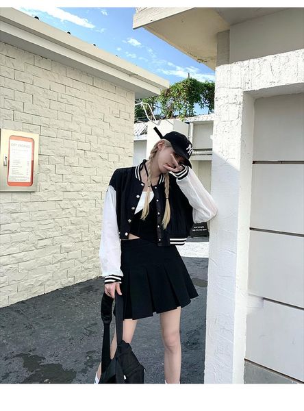 women's jackets baseball unit coat short long jersey skirt kpop women girl single breasted cardigan white black solid outwear 2021 summ, Black;brown
women's jackets baseball unit coat short long jersey skirt kpop women girl single breasted cardigan white black solid outwear 2021 summ, Black;brown