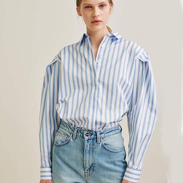 women's blouses & shirts striped shirt femme cotton long sleeve loose turn down neck puff streetwear chemises casual hauts tunic boyfri, White
women's blouses & shirts striped shirt femme cotton long sleeve loose turn down neck puff streetwear chemises casual hauts tunic boyfri, White