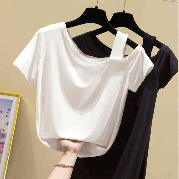 women's t-shirt modal cotton t women short sleeve summer korean slim off shoulder woman tshirts plus size clothes casual tee xoqv, White
women's t-shirt modal cotton t women short sleeve summer korean slim off shoulder woman tshirts plus size clothes casual tee xoqv, White