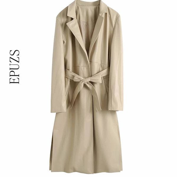 fashion slim oversize pu jacket coat lady elegant sashes thick pocket temperament long windbreaker famale outerwear chic 210521, Tan;black
fashion slim oversize pu jacket coat lady elegant sashes thick pocket temperament long windbreaker famale outerwear chic 210521, Tan;black