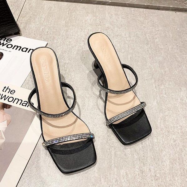 women's flip flops 2021 the solid color rhinestone sandals all-match comfortable casual shoes high heel shallow slippers, Black
women's flip flops 2021 the solid color rhinestone sandals all-match comfortable casual shoes high heel shallow slippers, Black