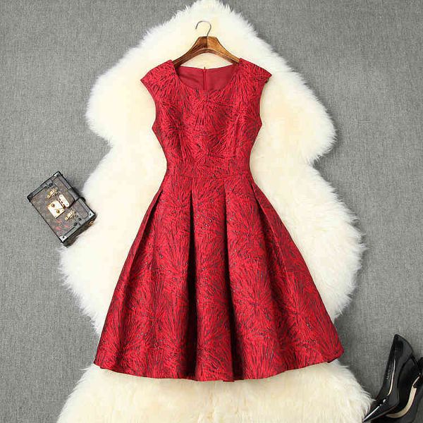 dresses spring for european and american women's wear sleeveless round collar red bright silk jacquard fashion dress 9ehc, Black;gray
dresses spring for european and american women's wear sleeveless round collar red bright silk jacquard fashion dress 9ehc, Black;gray