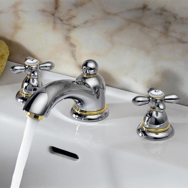 all brass gold and chrome bathroom sink faucet three holes two handles basin mixer exquisite artistic tap faucets
all brass gold and chrome bathroom sink faucet three holes two handles basin mixer exquisite artistic tap faucets